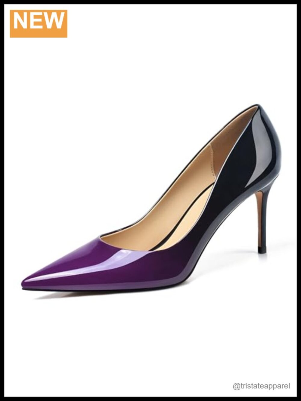 Gradient Patent Pointed Toe Stiletto High Heel Pumps for Wedding Party - Picture 3 of 6
